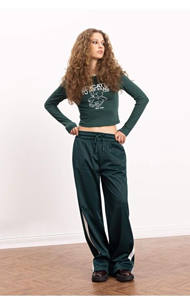 DeFacto Coool Wide Leg Geniş Paça Beli Lastikli Cepli Bağcıklı Eşofman Altı E2667AX24WNGN516