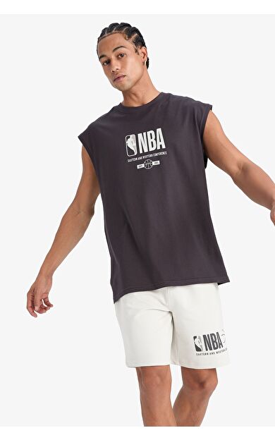 DeFacto DeFactoFit NBA Wordmark Oversize Geniş Kalıp Bisiklet Yaka Atlet