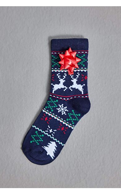 DeFacto Erkek Çocuk Yılbaşı Temalı 2'li Pamuklu Uzun Çorap E2768A8NSBK27