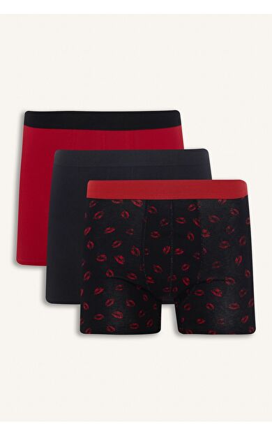 DeFacto Regular Fıt Kalp Desenli 3'lü Boxer