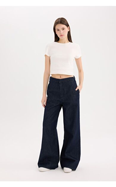 DeFacto Wide Leg Yüksek Bel Uzun Jean Pantolon E2970AX24CWNM34