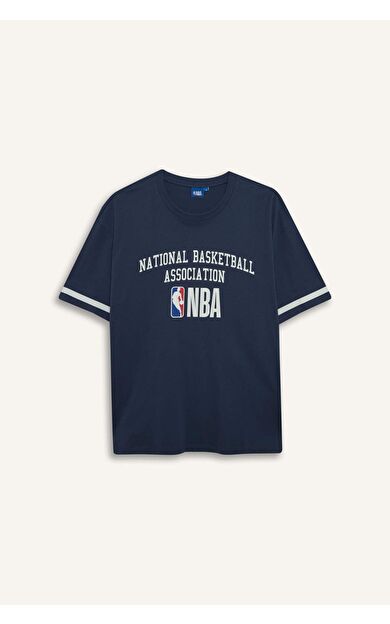 DeFacto NBA Wordmark Oversıze Bisiklet Yaka Kısa Kollu Tişört