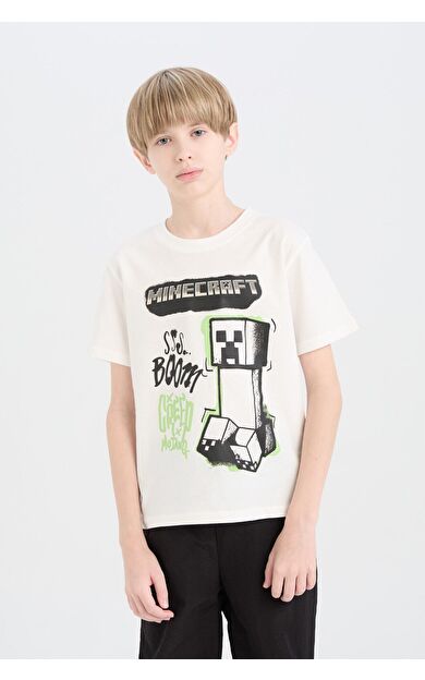 DeFacto Erkek Çocuk Minecraft New Regular Fit Bisiklet Yaka Kısa Kollu Tişört