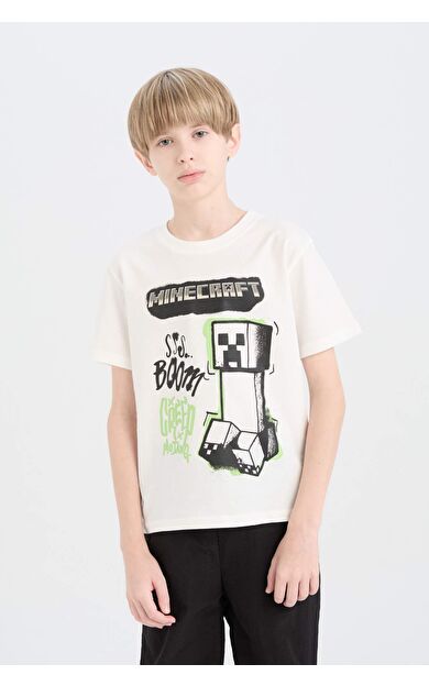DeFacto Erkek Çocuk Minecraft New Regular Fit Bisiklet Yaka Kısa Kollu Tişört