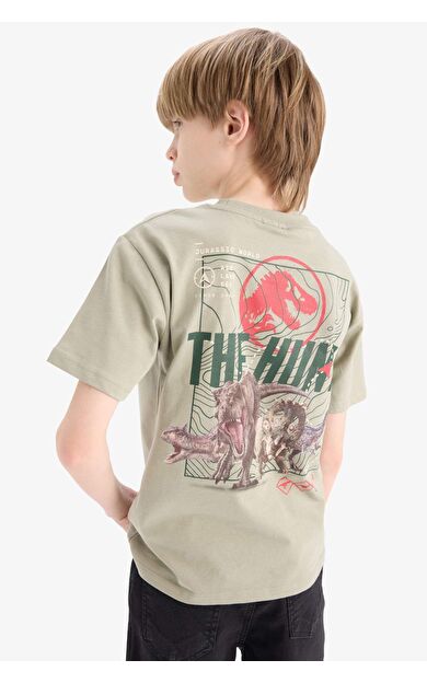 DeFacto Erkek Çocuk Jurassic World Bisiklet Yaka Sırt Baskılı Kısa Kollu Tişört