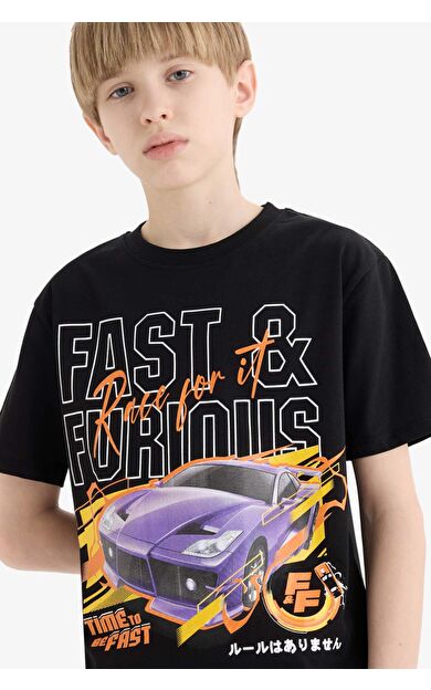 DeFacto Erkek Çocuk Fast & Furious Bisiklet Yaka Kısa Kollu Tişört