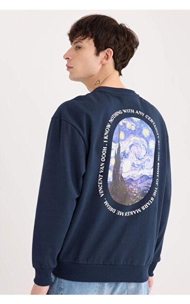 Van Gogh Boxy Fit Bisiklet Yaka Sırt Baskılı Sweatshirt
