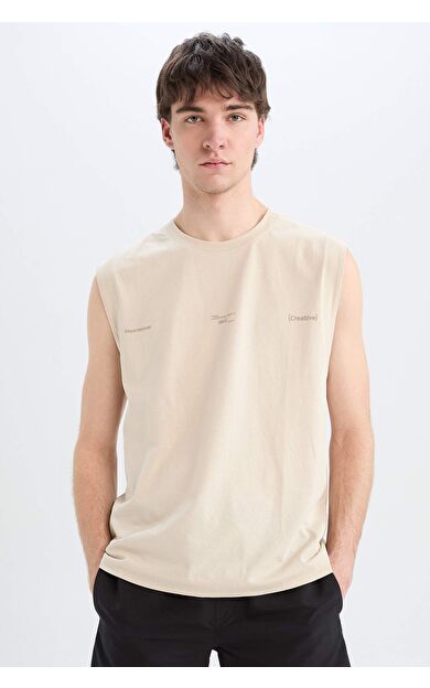 DeFacto %100 Pamuk Boxy Fit Baskılı Bisiklet Yaka Atlet E3218AX25HSBG106