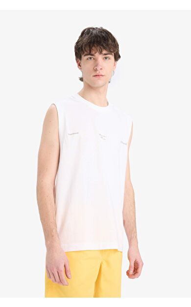 DeFacto %100 Pamuk Boxy Fit Baskılı Bisiklet Yaka Atlet E3218AX25HSWT34