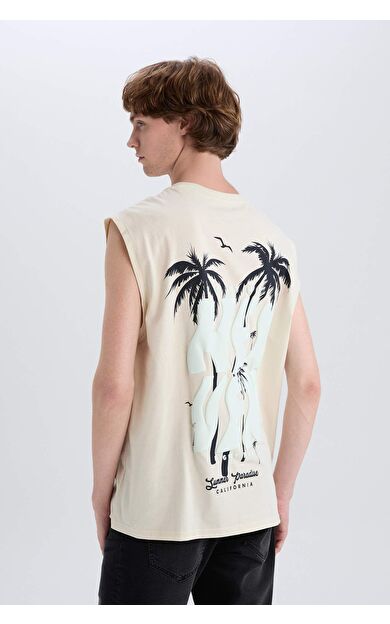 DeFacto %100 Pamuk Boxy Fit Sırt Baskılı Bisiklet Yaka Atlet E3223AX25HSBG33