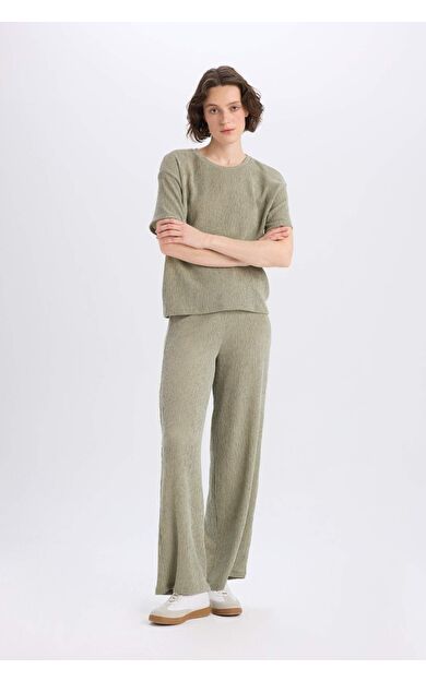 DeFacto Wide Leg Geniş Bol Paça Bürümcük Pantolon