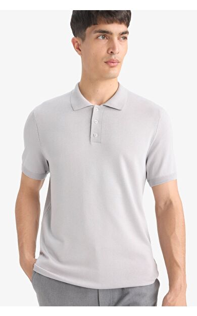 DeFacto Standart Fit Kısa Kollu Triko Polo Tişört E3241AX25SPGR192
