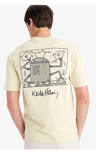 DeFacto Keith Haring Boxy Fit Bisiklet Yaka Baskılı Kısa Kollu Tişört E3257AX25SMER149