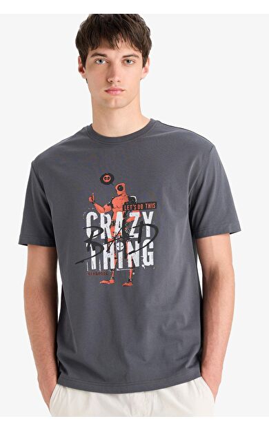 DeFacto Deadpool Regular Fit Bisiklet Yaka Baskılı Kısa Kollu Tişört