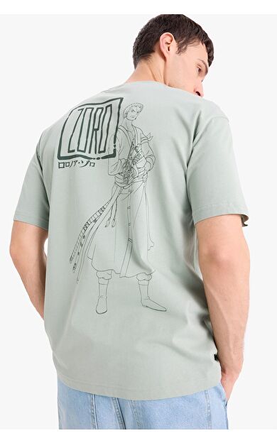 DeFacto One Piece Boxy Fit Bisiklet Yaka Baskılı Kısa Kollu Tişört E3271AX25SMGN1107