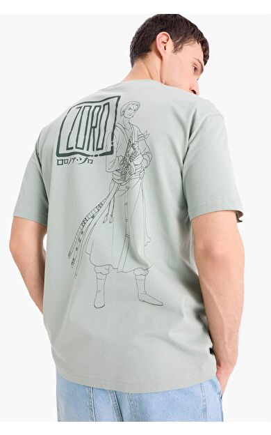 DeFacto One Piece Boxy Fit Bisiklet Yaka Baskılı Kısa Kollu Tişört E3271AX25SMGN1107