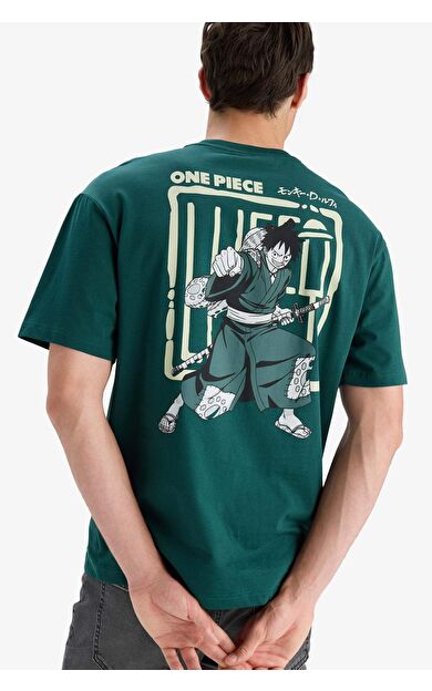 DeFacto One Piece Boxy Fit Bisiklet Yaka Baskılı Kısa Kollu Tişört E3272AX25SMGN465