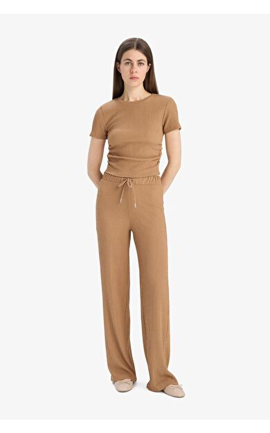 DeFacto Straight Fit Esnek Belli Cepli Bürümcük Pantolon