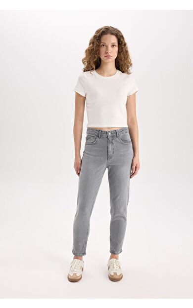 DeFacto Lina Comfort Mom Yüksek Bel Bilek Boy Jean Yıkamalı Pantolon E3438AXNSNM36