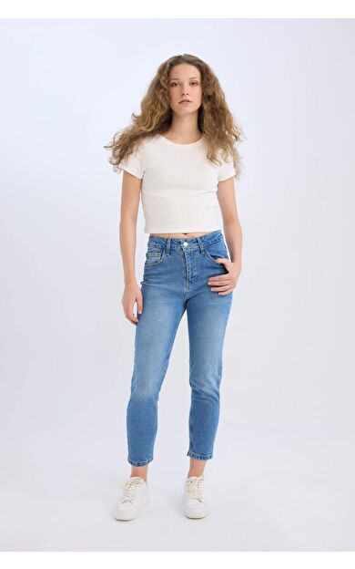 DeFacto Lina Comfort Mom Yüksek Bel Bilek Boy Jean Yıkamalı Pantolon E3439AXNSNM28