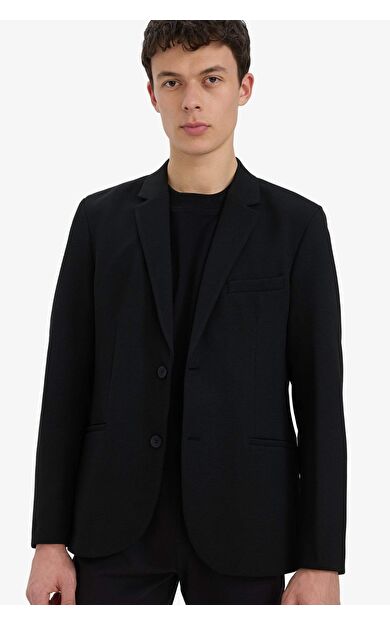 DeFacto Slim Fit Dar Kesim Yarım Astar Penye Blazer Ceket