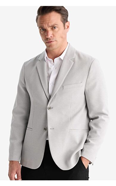 Slim Fit Dar Kesim Yarım Astar Penye Blazer Ceket