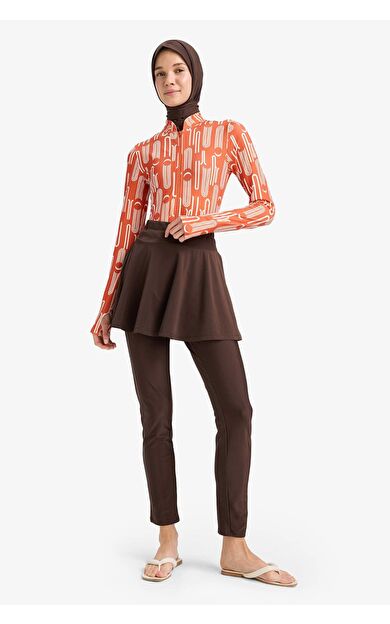 Regular Fit Baskılı Hızlı Kuruyan Su İtici 5'li Burkini Takım