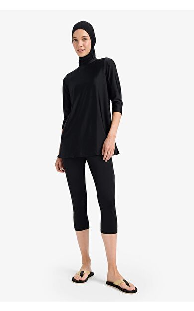 DeFacto Regular Fit 4'lü Basic Düz Burkini Tesettür Mayo Takım