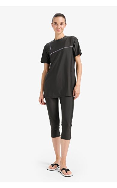 DeFacto Regular Fit 4'lü Basic Düz Burkini Tesettür Mayo Takım