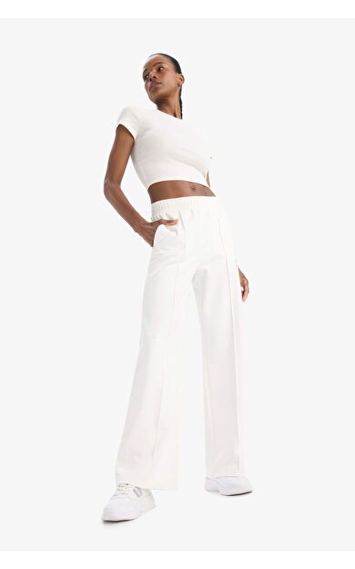 DeFactoFit Wide Leg Geniş Paça Çift Cepli Standart Boy Sporcu Pantolon