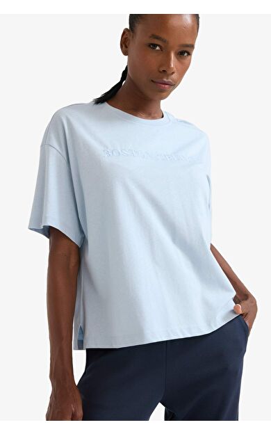 DeFacto DeFactoFit NBA Boston Celtics Oversize Geniş Kalıp Bisiklet Yaka Nakış Baskı Kısa Kollu Tişört