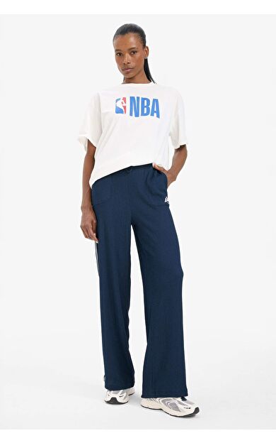 DeFactoFit NBA Los Angeles Lakers Wide Leg Cepli Geniş Paça Standart Boy Krinkıl Kumaş Sporcu Pantolon