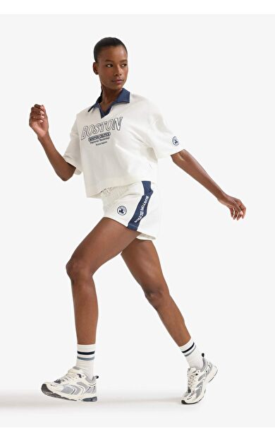 DeFacto DeFactoFit NBA Boston Celtics Standart Fit Kısa Paça Waffle Şort