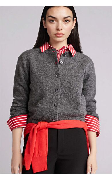 Regular Fıt Bisiklet Yaka Hırka