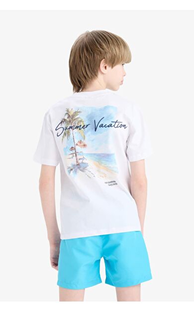 DeFacto Erkek Çocuk Bisiklet Yaka Baskılı Kısa Kollu Tişört E3740A825SMWT36