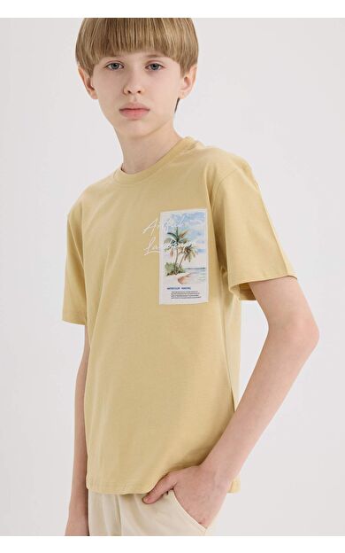 DeFacto Erkek Çocuk Bisiklet Yaka Nakışlı Kısa Kollu Tişört E3743A825SMBG809