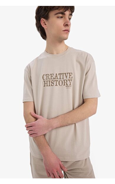 DeFacto %100 Pamuk Regular Fit Bisiklet Yaka Baskılı Kısa Kollu Tişört E3780AX25SMBG170