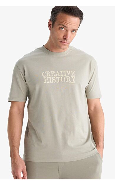 DeFacto %100 Pamuk Regular Fit Bisiklet Yaka Baskılı Kısa Kollu Tişört E3780AX25SMKH418