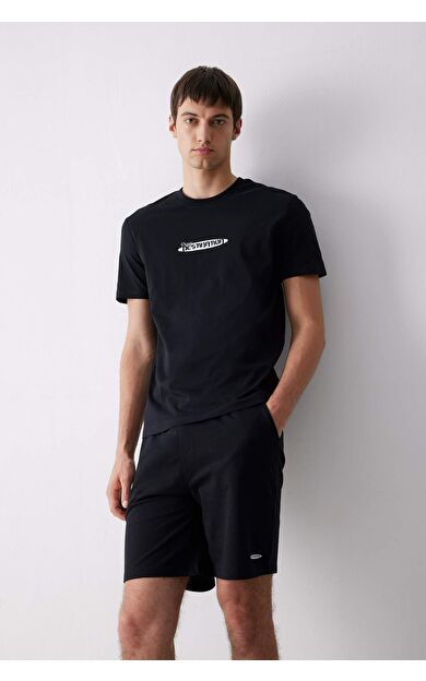 DeFacto %100 Pamuk Regular Fit Bisiklet Yaka Baskılı Kısa Kollu Tişört E3783AX25SMBK81