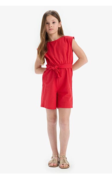 Kız Çocuk Pamuklu Kolsuz Kısa Tulum