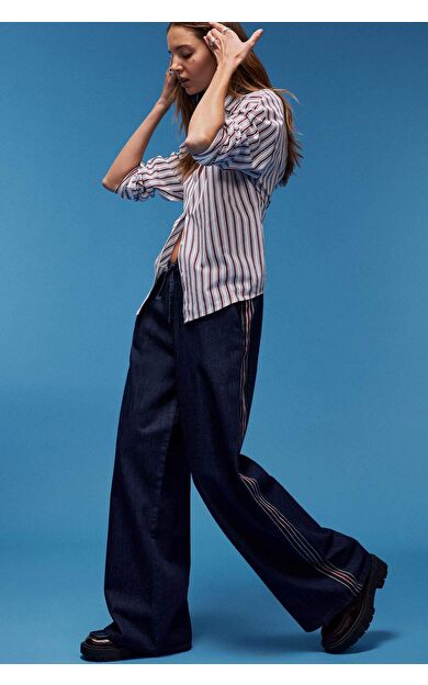 DeFacto Pull On Wide Leg Yüksek Bel Uzun Jean Pantolon