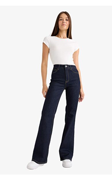 DeFacto Mia Flare Fit Normal Bel Uzun Jean Pantolon
