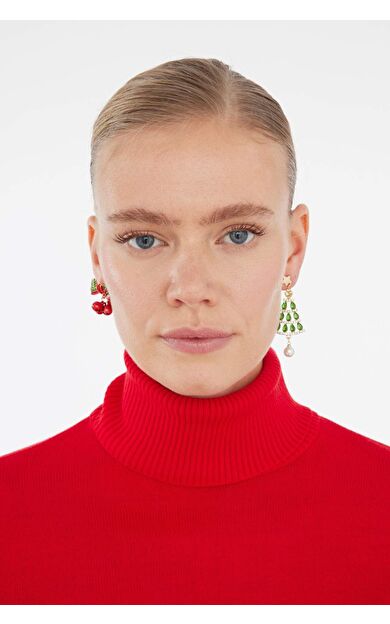 Kadın Yılbaşı Ağacı Temalı Küpe