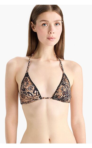DeFacto Love Regular Fit Leopar Desenli Üçgen Bikini Üstü-Fall in Lo