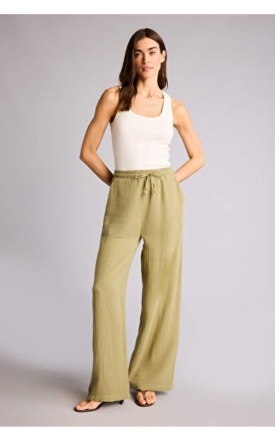 DeFacto Wıde Leg Çift Cepli Yüksek Bel Geniş Paça Müslin Pantolon