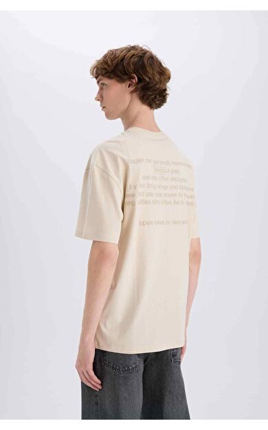 DeFacto %100 Pamuk Boxy Fit Bisiklet Yaka Sırt Baskılı Kısa Kollu Tişört E3958AX25SMBG702