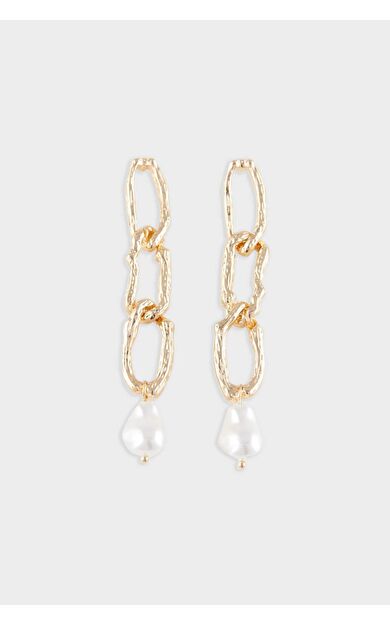 Kadın İncili Zincir Detaylı Küpe