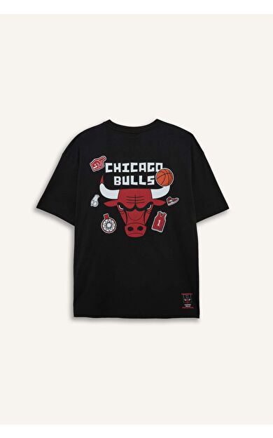 DeFacto NBA Chıcago Bulls Oversıze Bisiklet Yaka Kısa Kollu Tişört