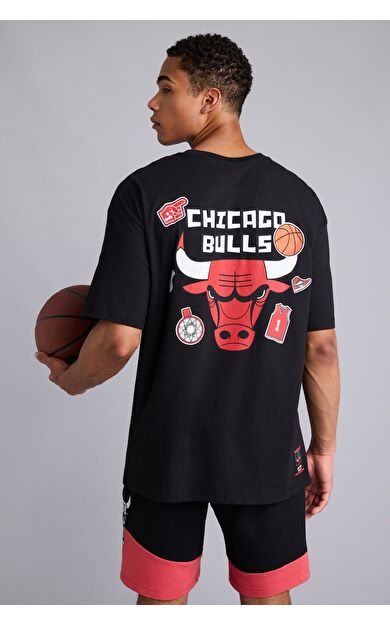 DeFacto NBA Chıcago Bulls Oversıze Bisiklet Yaka Kısa Kollu Tişört