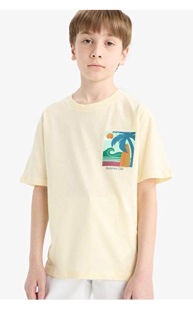 DeFacto Erkek Çocuk Regular Fit Bisiklet Yaka Kısa Kollu Tişört E4162A825SMYL514